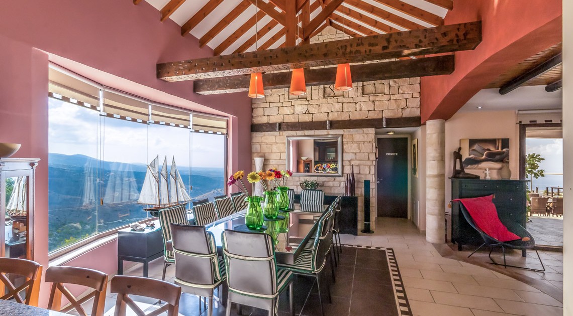 Dinning area for 16 people in the villa Panorama in Peyia Village - Cyprus weddings Alasos